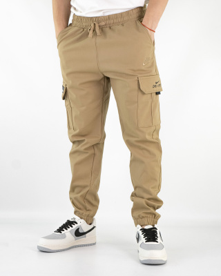 Штаны джоггеры мужские Nike Tech Fleece Joggers теплые (3845) (M, Бежевый, 48 (M))