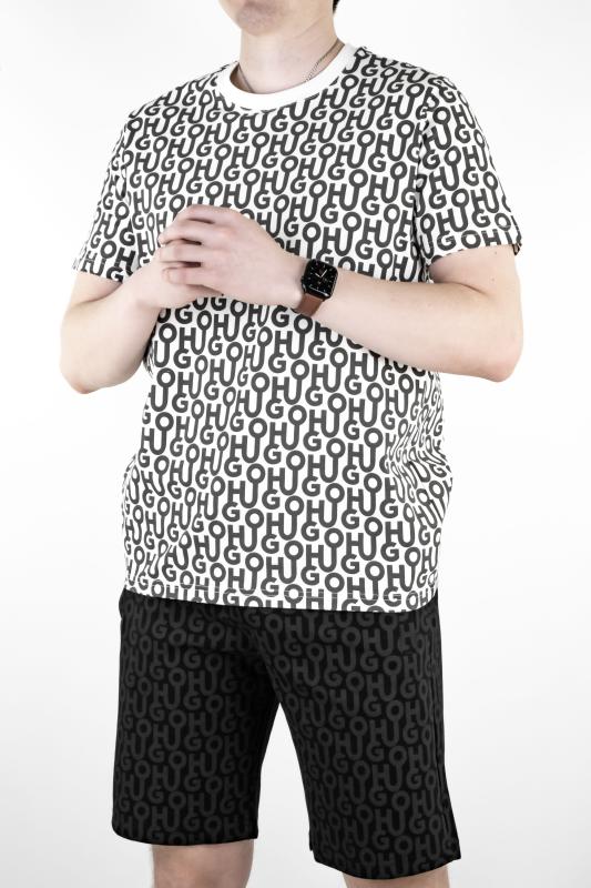 Костюм футболка + шорты Hugo с орнаментом бренда (7002313/7048000)