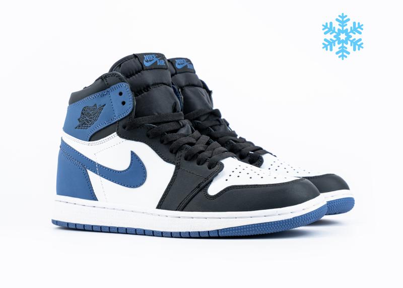 Кроссовки Nike Air Jordan 1 Retro High OG "Blue Moon" с мехом (525-7) [ВС]