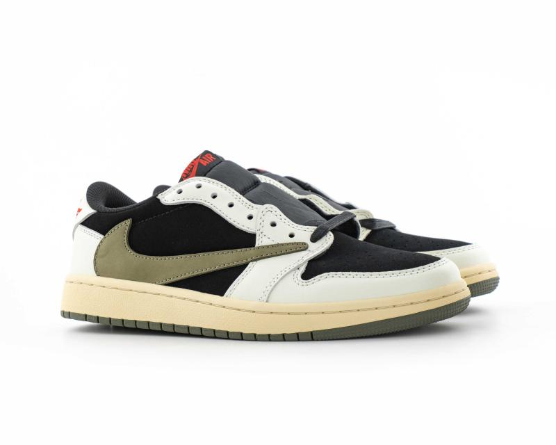 Кроссовки Travis Scott x  Air Jordan 1 Low OG "Olive" (9628-7) [СС]