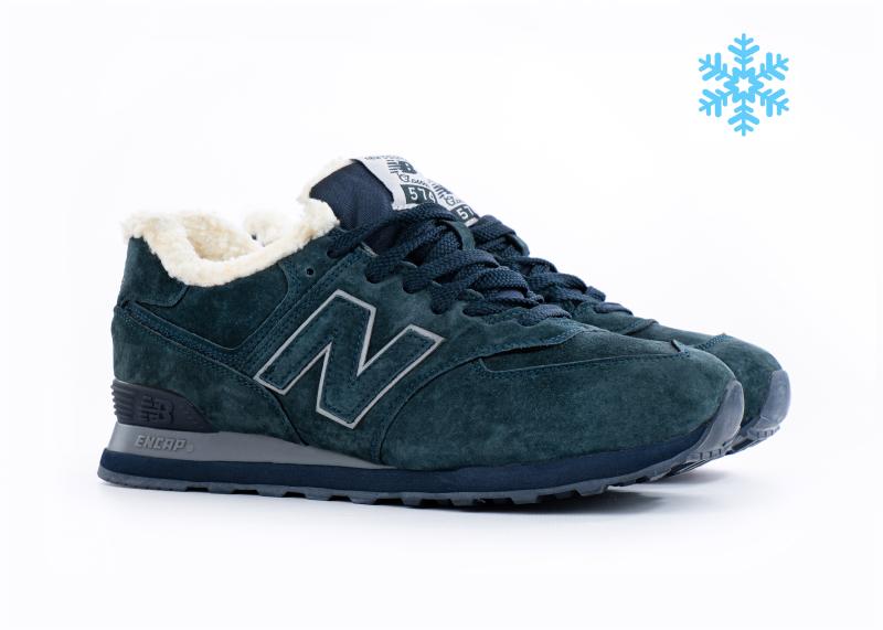 Кроссовки New Balance 574 "Emerald" с мехом (098-4) [СС]