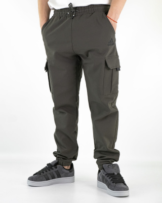Штаны джоггеры мужские Adidas теплые (38105) (M, Хаки, 48 (M))