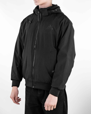 Ветровка мужская с капюшоном Adidas (1956)) (XL, Черный)