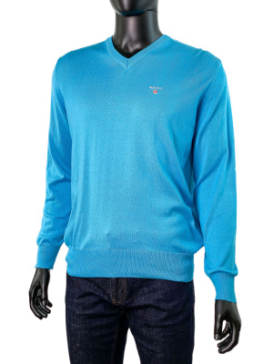 Джемпер Gant с V-образным вырезом (991184-1) (M, Голубой)