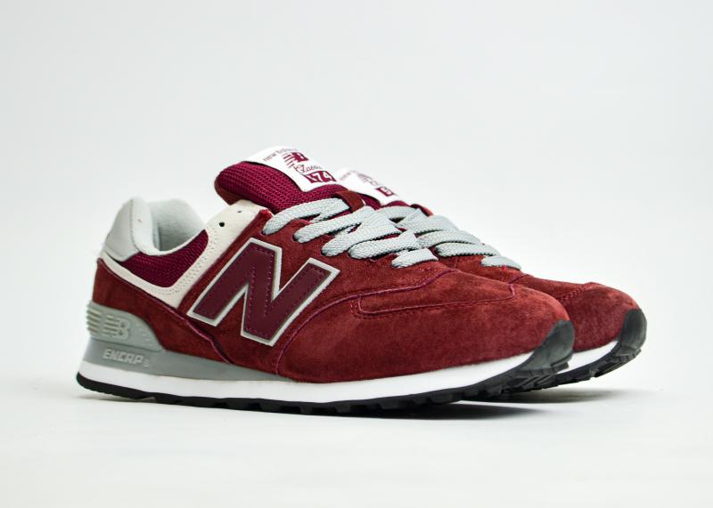 Кроссовки New Balance 574 "DK. Red/White" (070-9) [ВС]