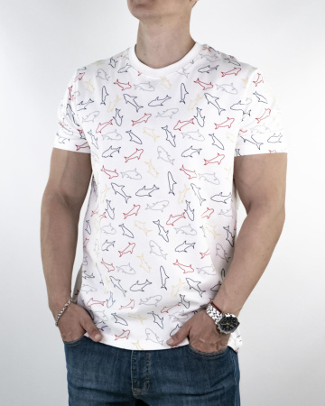 Футболка мужская Paul Shark с принтом (465-2199) (XXXL, Белый)
