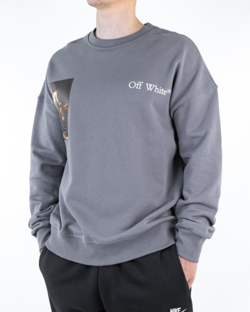 Свитшот "Off White" принт "CaraVaggio" (65840) (XL, Серый)