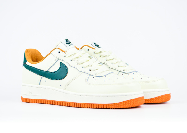 Кроссовки Nike Air Force 1 "White/Green/Orange" (5500-29) [АС]