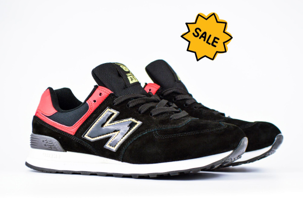 Кроссовки New Balance 574 "Black/Red/Gold" (070-24) [СС]