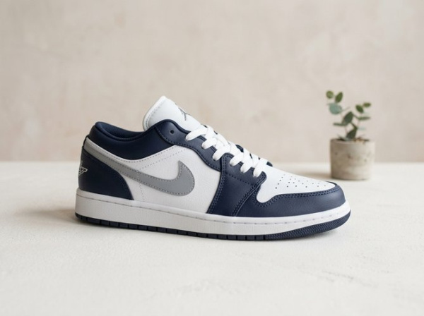 Кроссовки Nike Air Jordan 1 Low Wolf Grey Midnight Navy (5526-54)