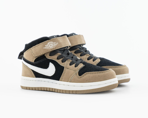 Детские кроссовки Nike Air Jordan 1 High "Brown/Black/White" (С615-18)