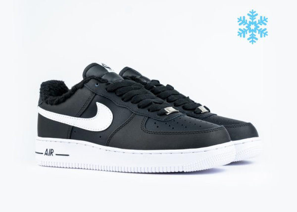 Кроссовки Nike Air Force 1 low "Black/White" с мехом (500-2) [СС]
