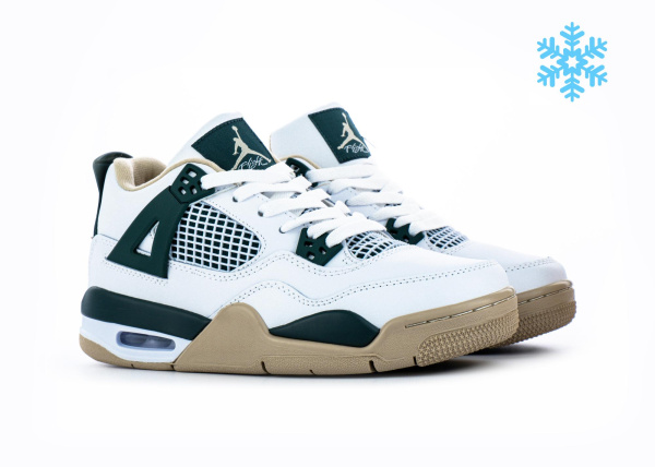 Кроссовки Nike Air Jordan 4 Retro "White/Green/Beige" (526-17) [СС]