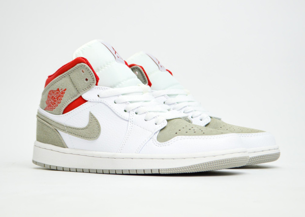 Кроссовки NIke Air Jordan 1 Mid "White/Grey/Red" (W5525-1) [АС]