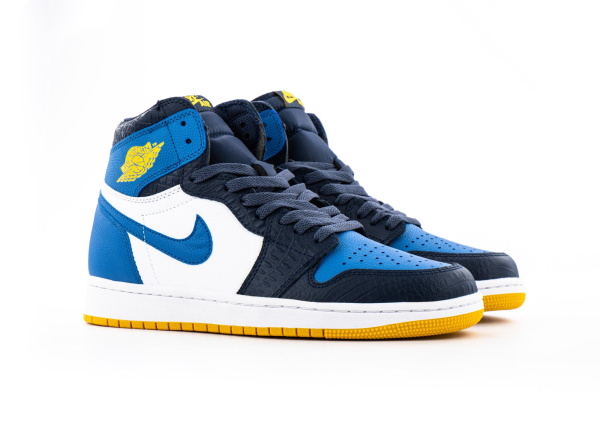 Кроссовки Nike Air Jordan 1 High "Blue/White/Yellow" (5025-68) [АС]