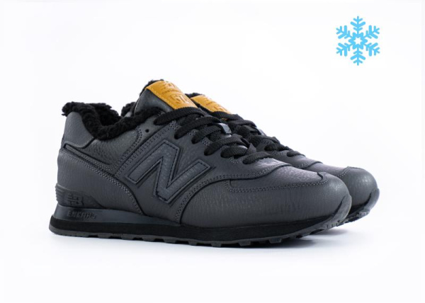 Кроссовки New Balance 574 "DK.Grey" с мехом (095-4) [ВС]