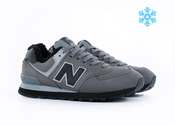 Кроссовки New Balance 574 "Grey/Black" с мехом (900-19) [СС]