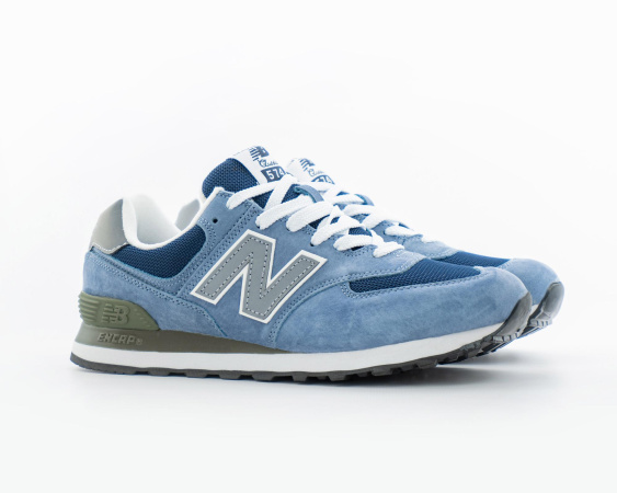 Кроссовки New Balance 574 "Blue/White/Olive" (417-26) [СС]