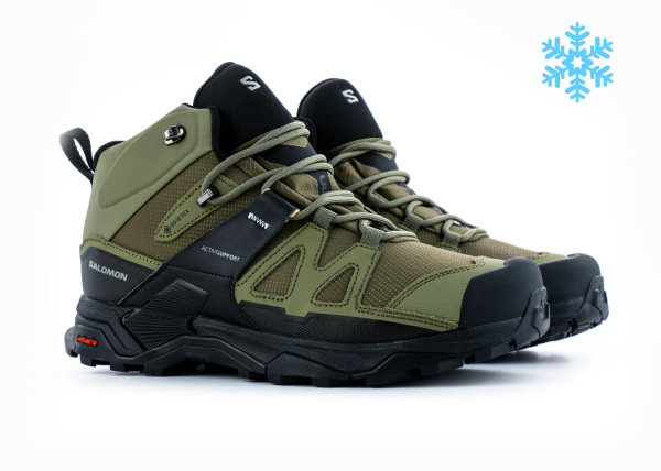 Ботинки Salomon X Ultra 4 Mid GTX "Green" с мехом (410-4) [ВС]