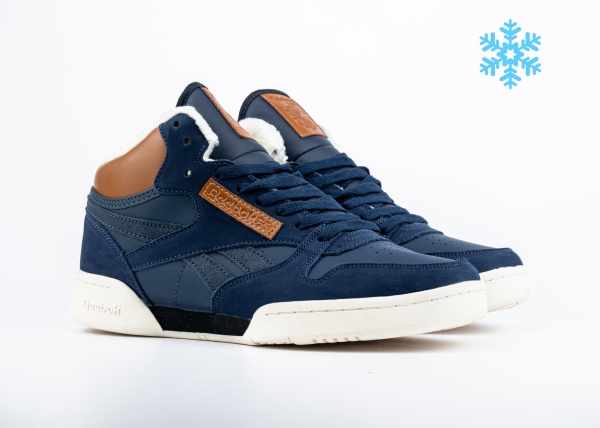 Кроссовки Reebok Classic Exertion Mid "Dk.Blue/White" с мехом (505-3) [ВС]