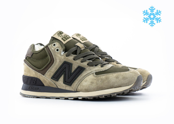 Кроссовки New Balance 574 Mid "Khaki" с мехом (486-6) [СС]