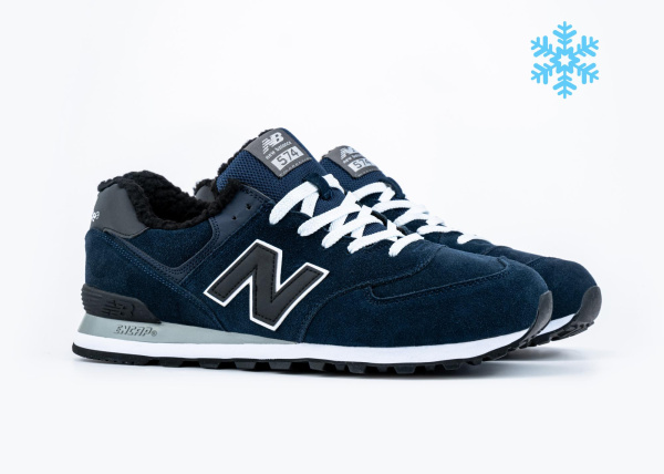 Кроссовки New Balance 574 "DK.Blue/White" с мехом (G900-17) [ВС]