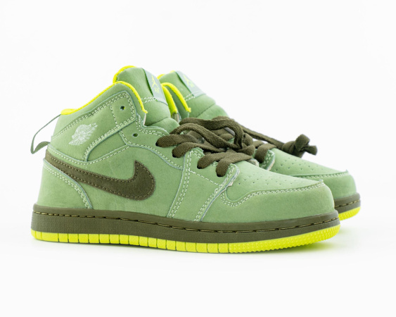 Детские кроссовки Nike Air Jordan 1 High "Green Lobster" (С583С-15)