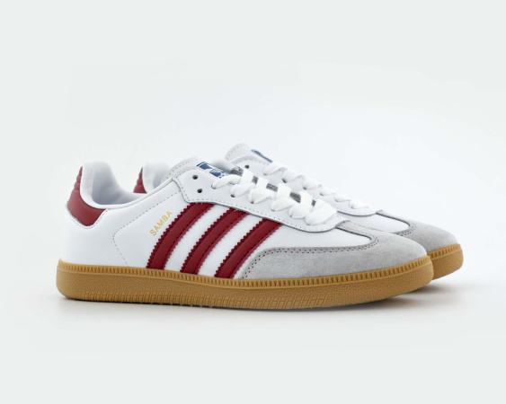Кроссовки Adidas Samba OG "White Collegiate Red Gum" (W145-1)