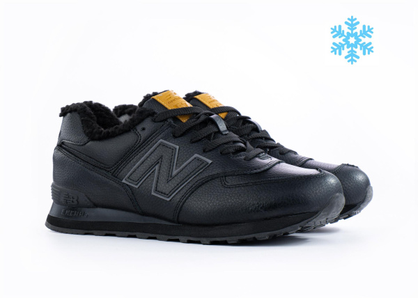 Кроссовки New Balance 574 "Black" с мехом (095-9) [АС]