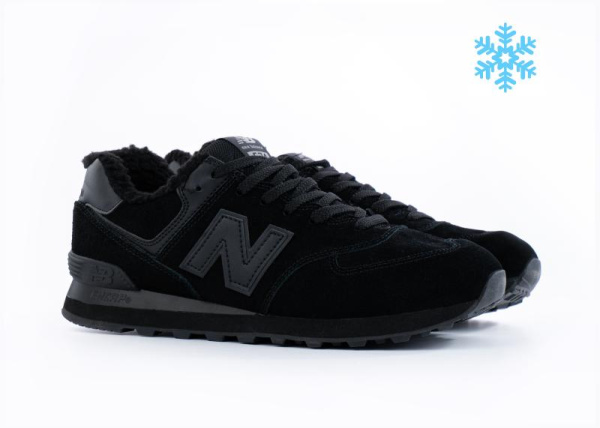 Кроссовки New Balance 574 "Black" с мехом (900-15)