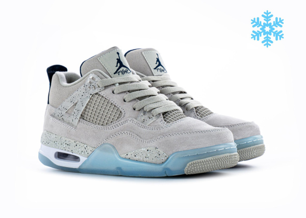 Кроссовки Nike Air Jordan 4 Retro "Grey/Blue" с мехом (526-15) [СС]