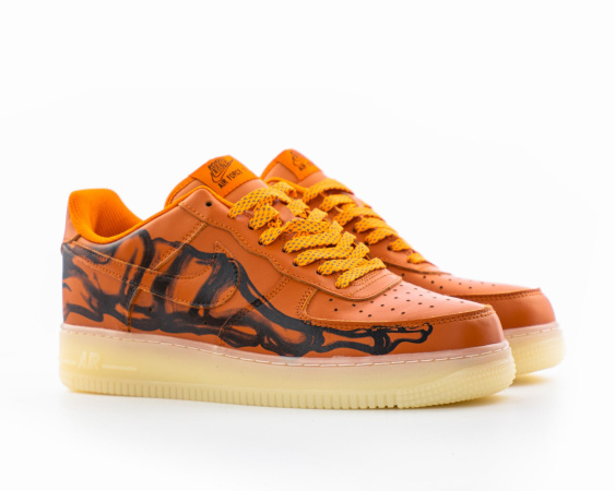 Кроссовки Nike Air Force 1 Low Orange Skeleton Halloween (2020) (М9504-10) [АА]