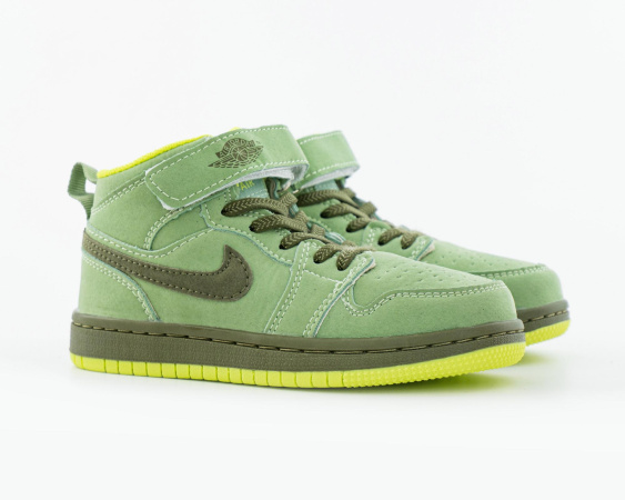 Детские кроссовки Nike Air Jordan 1 High "Green Lobster" (С615-17)