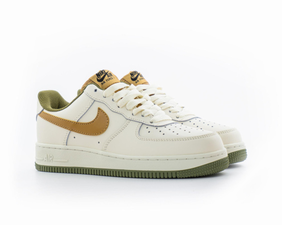 Кроссовки Nike AIr Force 1 "White/Brown/Green" (5500-30) [АА1]