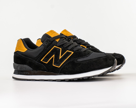 Кроссовки New Balance 574 "Black/Yellow" (107-42) [ВС]