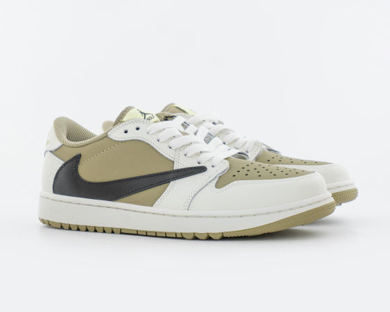 Кроссовки Travis Scott x Air Jordan 1 Low Golf "Neutral Olive" (М5029-16) [СС]