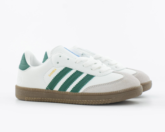 Детские кроссовки Adidas SAMBA OG "White/Green" (С608-5)