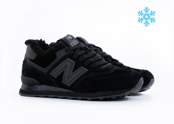 Кроссовки New Balance 574 "Black" с мехом (098-1) [АС]