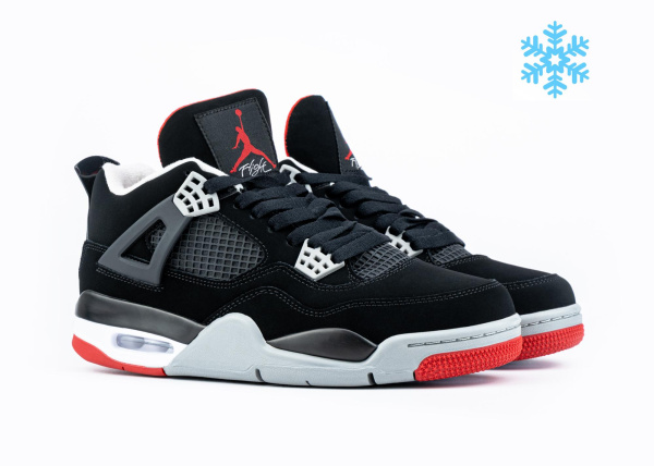 Кроссовки Nike Air Jordan 4 Retro "Bred" с мехом (526-2) [АА]