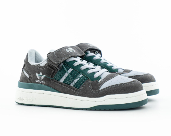 Детские кроссовки Adidas Forum Low "Grey/Green" (С557-8)