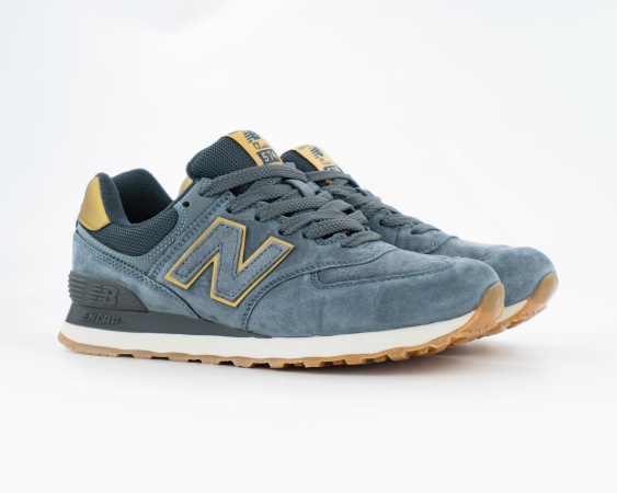 Кроссовки New Balance 574 "Grey/Gold" (456-31) [АА]