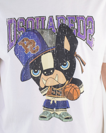 Футболка Dsquared2 с принтом (2134) (XL, Белый)