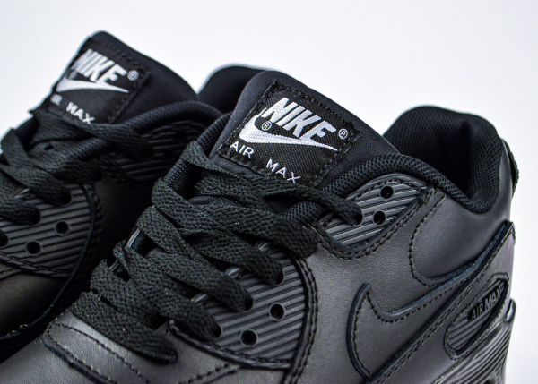 Кроссовки Nike Air Max 90 Leather "Triple Black" (2126-1) |CB| от магазина vikingsmen.ru