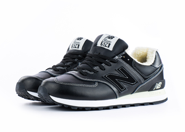 Кроссовки New Balance 574 "Black/White" с мехом (901-1) |CC| от магазина vikingsmen.ru
