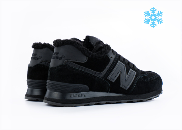 Кроссовки New Balance 574 "Black" с мехом (098-1) |CC| от магазина vikingsmen.ru