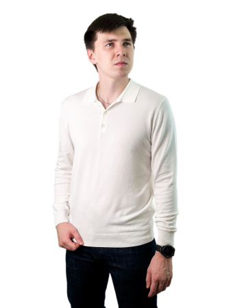 Джемпер с воротником поло мужской (5087) (Белый, XL, 54 (XL))