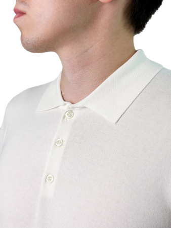 Джемпер с воротником поло мужской (5087) (Белый, XL, 54 (XL))