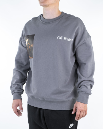 Свитшот "Off White" принт "CaraVaggio" (65840) (L, Серый)