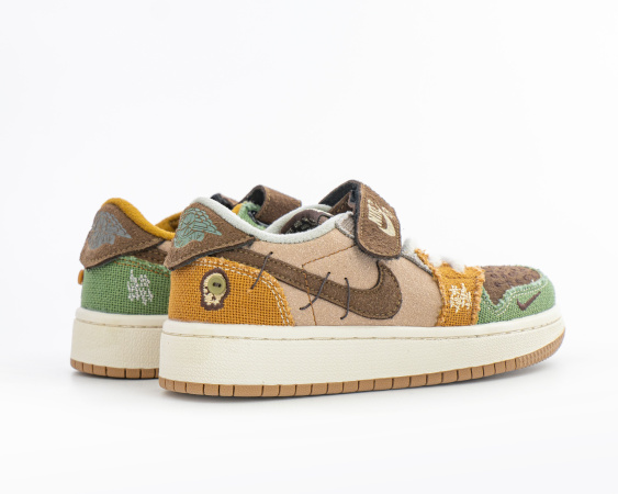 Детские кроссовки Zion Williamson x Air Jordan 1 Retro Low OG "Voodoo" (С593-1) от магазина vikingsmen.ru