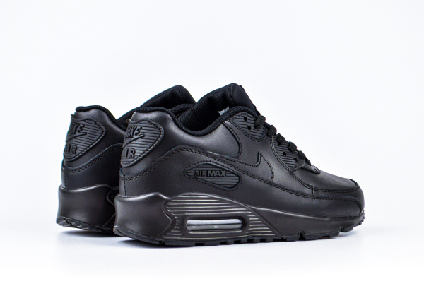Кроссовки Nike Air Max 90 Leather "Triple Black" (2126-1) |CB| от магазина vikingsmen.ru